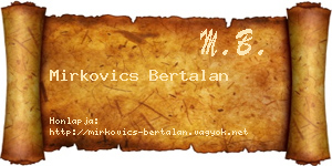 Mirkovics Bertalan névjegykártya